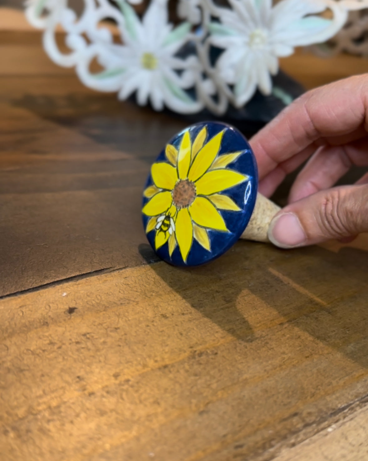 Sunflower Bee Bottle Stopper