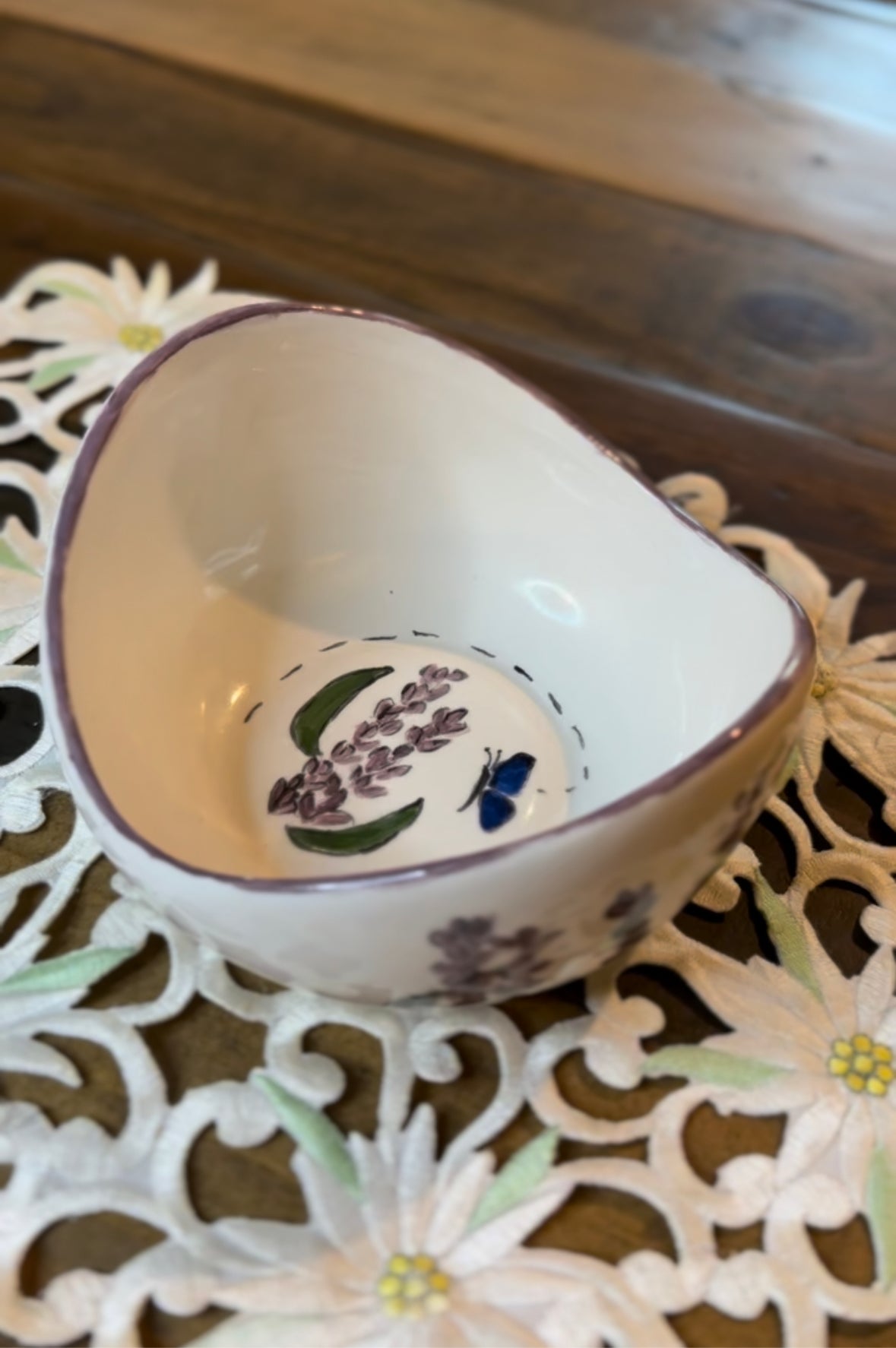 Lavender Butterfly Serving Bowl