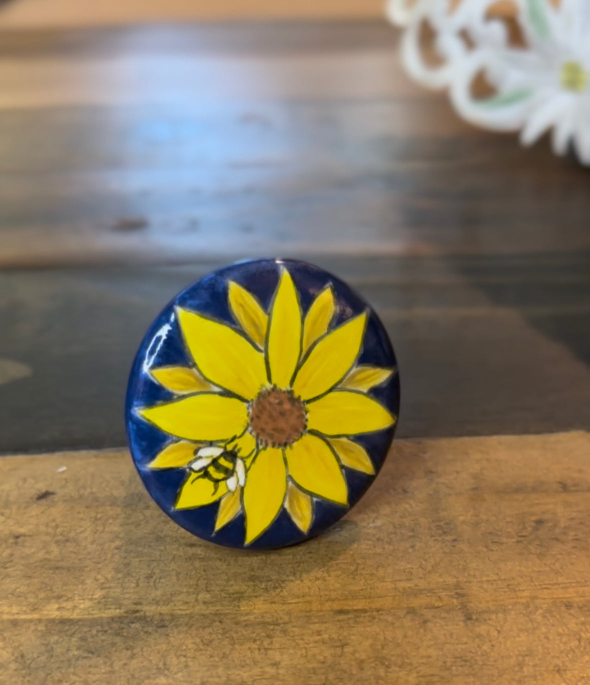 Sunflower Bee Bottle Stopper
