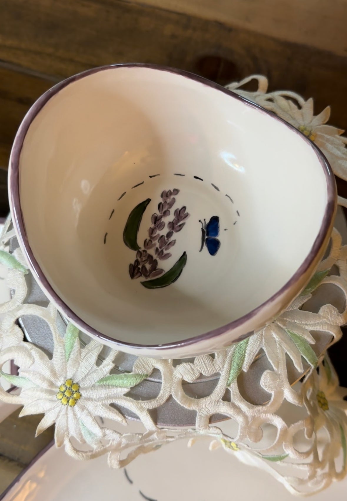 Lavender Butterfly Serving Bowl