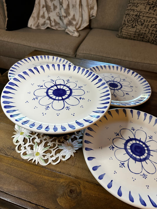 Blue Over White Platter